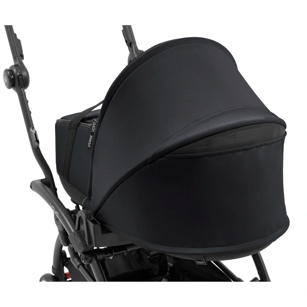 Stokke YOYO⁵ Bassinet | Lightweight Newborn Carrycot | 2-in-1 Carry Cot | Thick Double Mattress | Fully Flat Recline | Breathable Design | Easy Clip-On | Requires YOYO Frame (Sold Separately) | Black
