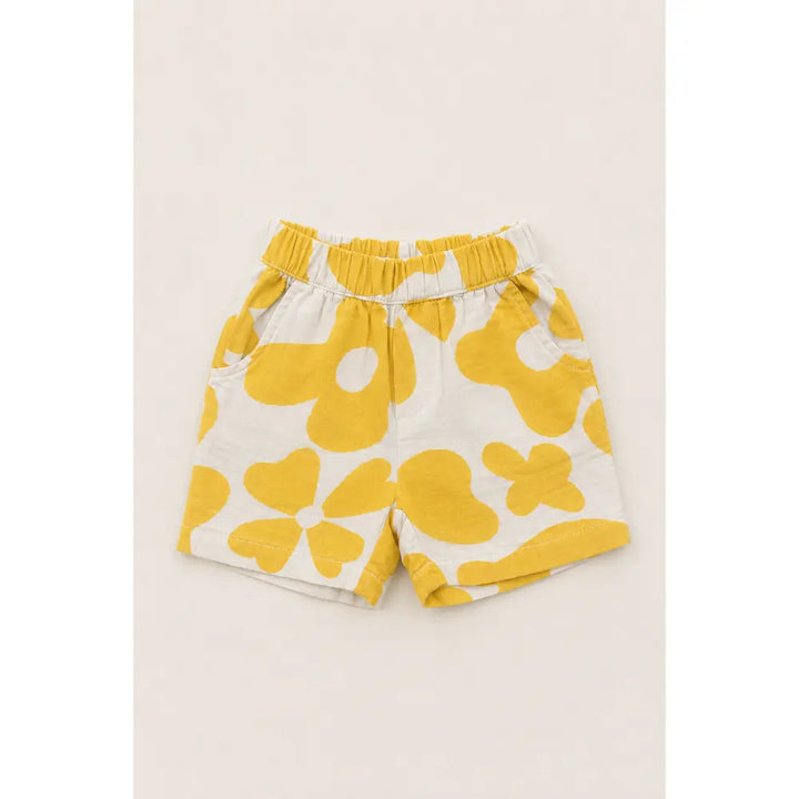 Sweetlime By AS Olive Cotton Shirt with Yellow Floral Printed Shorts Co-ord Set