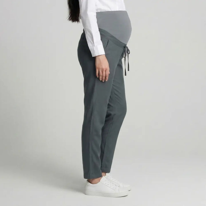 SOL MAMA Drawstring Over Bump Pants - Dark Grey