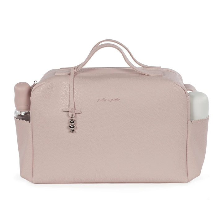 Pasito a Pasito Diaper Bag with Changing Mat, Large Capacity Water-Resistant Bag with Multi-Pocket Organizer, Insulated Bottle Pocket, Shoulder &amp; Stroller Straps, Icon Eco Leather - Rose