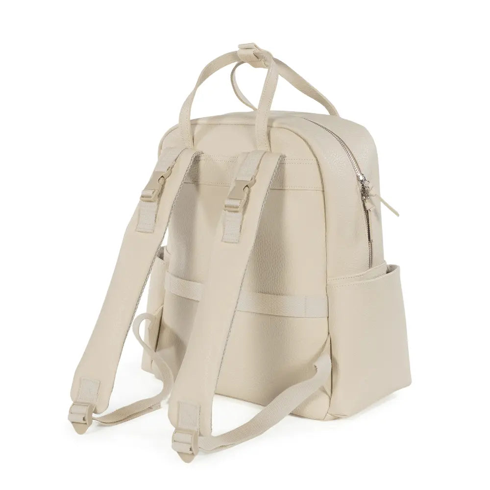Pasito a Pasito Diaper Backpack with Changing Pad, Large Capacity Water-Resistant with Multi-Pocket Organizer, Insulated Bottle Pocket, Shoulder &amp; Stroller Straps, Icon Eco Leather - Cream