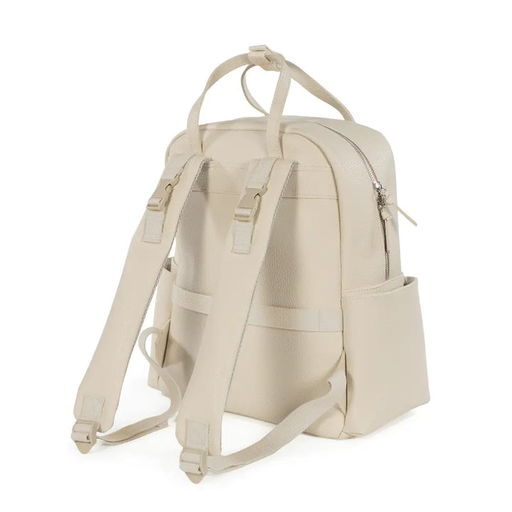 Pasito a Pasito Diaper Backpack with Changing Pad, Large Capacity Water-Resistant with Multi-Pocket Organizer, Insulated Bottle Pocket, Shoulder &amp; Stroller Straps, Icon Eco Leather - Cream