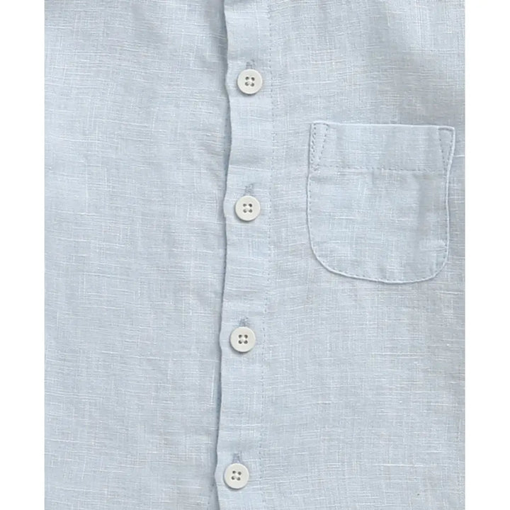 Sweetlime By As Sky Blue Mandarin Linen Shirt