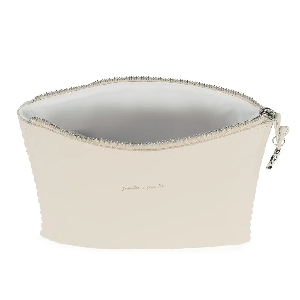 Pasito a Pasito Toiletry Pouch, Water-Resistant Baby Essentials Organizer with Zip Closure, Compact Travel Pouch for Diapers &amp; Toiletries, Icon Eco Leather - Cream