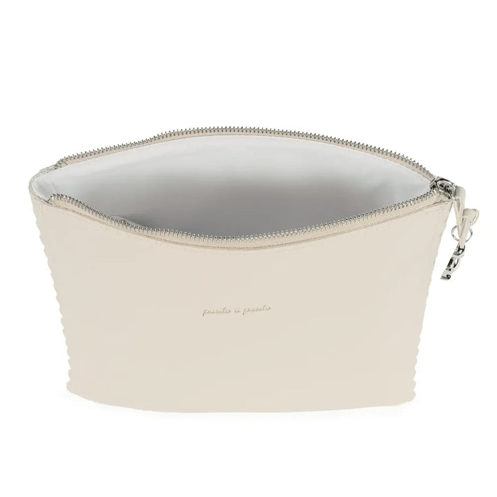 Pasito a Pasito Toiletry Pouch, Water-Resistant Baby Essentials Organizer with Zip Closure, Compact Travel Pouch for Diapers &amp; Toiletries, Icon Eco Leather - Cream