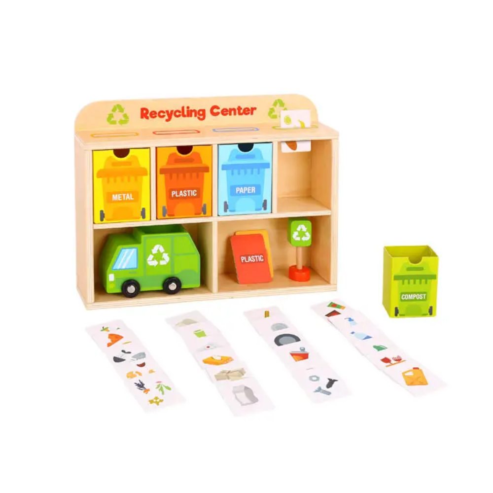 Playbox Tiny Trash Hub | Recycling Center & Toy Truck Set