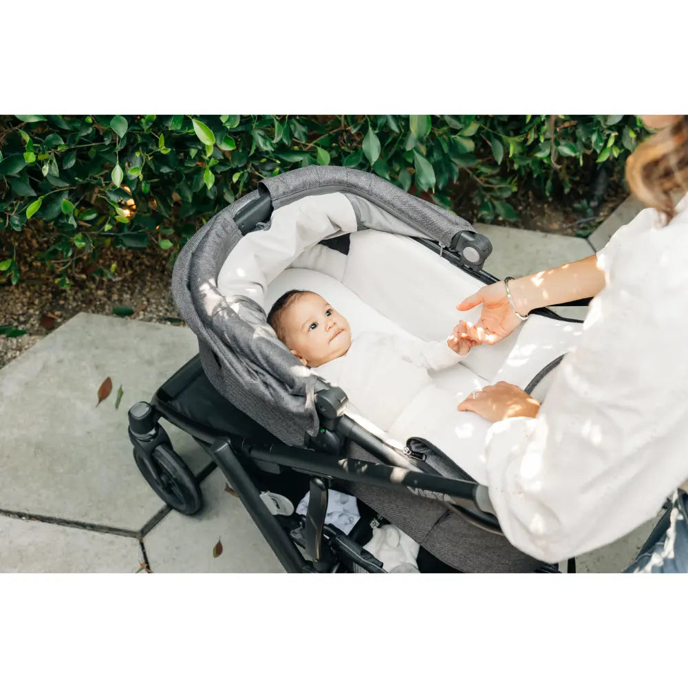 UPPAbaby Newborn Foldable Bassinet V3, Flat Recline, Stroller Carry Cot, Includes Breathable Mattress, For Kona, Cruz, Vista Stroller -  James/Black