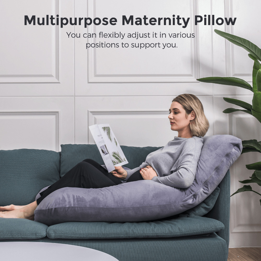 Momcozy Maternity Accessory G Shaped Cooling Fabric Pregnancy Pillow Grey