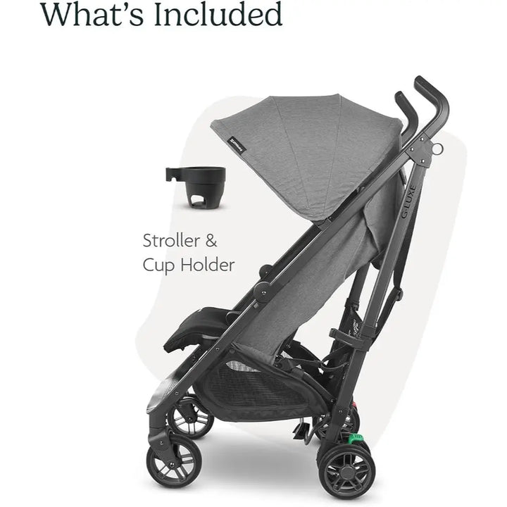 UPPAbaby G-Luxe Lightweight Compact Stroller, Easy Fold, Flat Recline, Travel Friendly, Includes Cup Holder, Carry Strap, Sun Canopy up to 4 years - Charcoal/Greyson