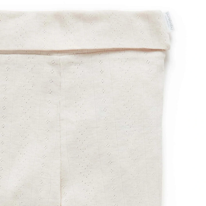 Purebaby Unisex Organic Cotton Pointelle Baby Leggings - Wheat Melange