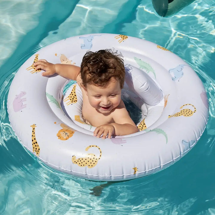 Swim Essentials Baby Float,  Inflatable PVC Baby Swim Seat for Infants 0–1 Year, Multicolor - Wild Life