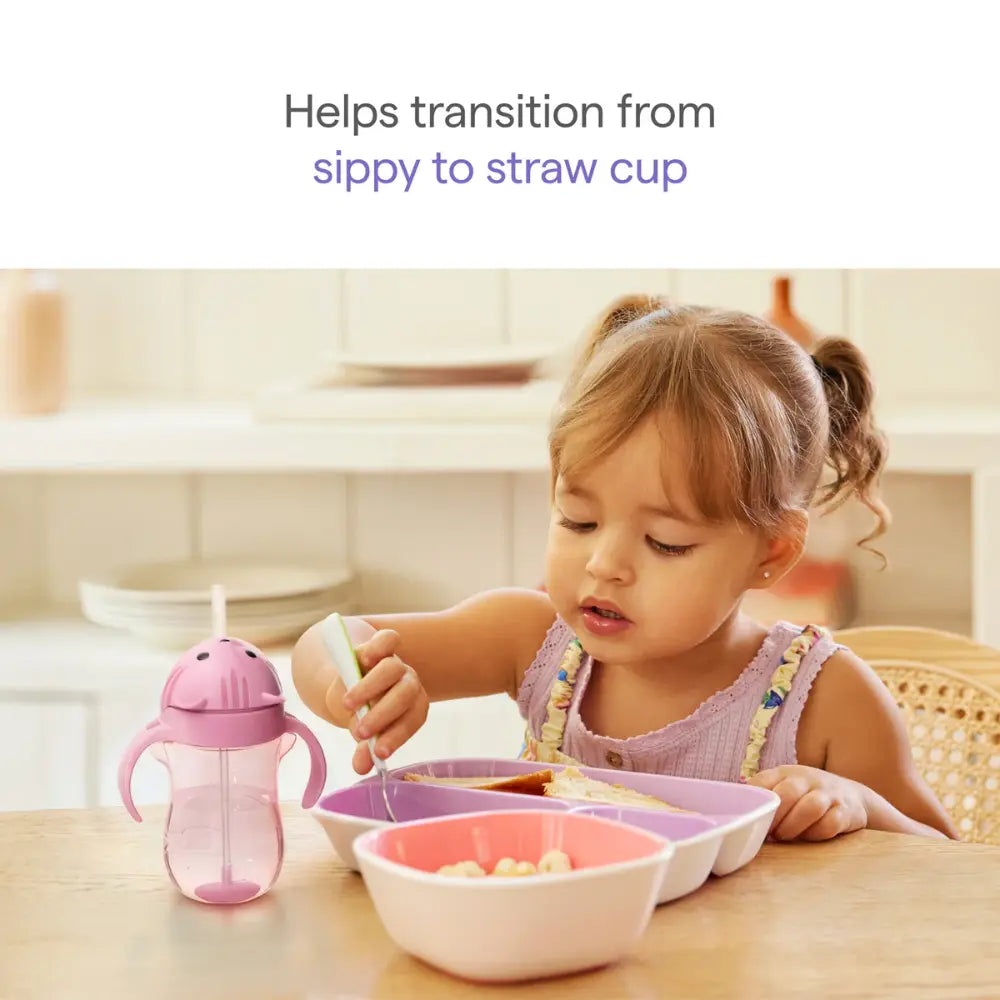 Munchkin Weighted Straw Cup with Handles – Spill-Proof Toddler Straw Cup with Click Lock Lid, Flip-Top Cover, BPA-Free, 10oz, 9+ Months - Purple