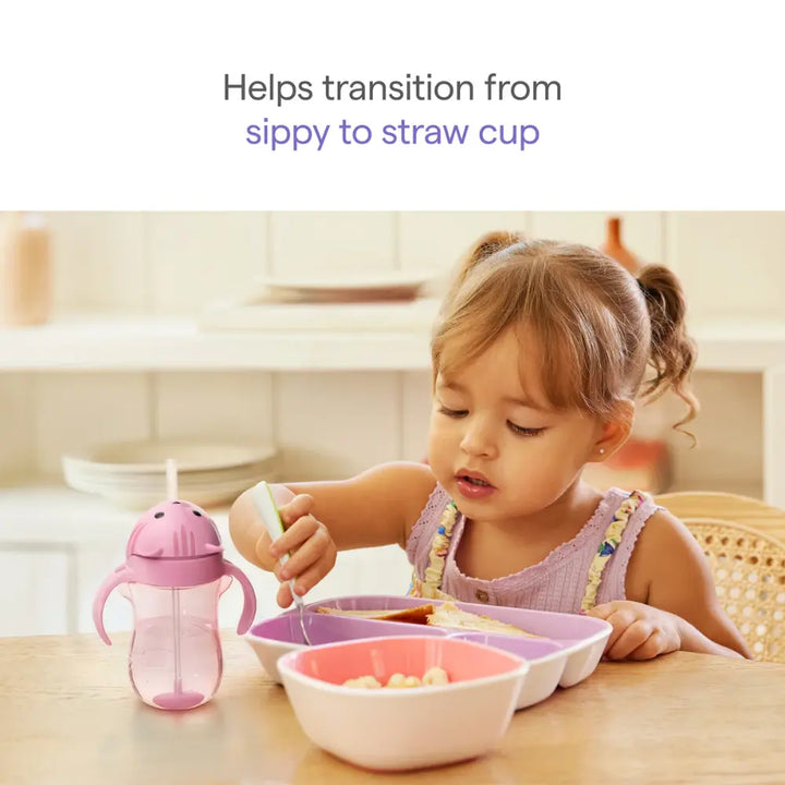 Munchkin Weighted Straw Cup with Handles – Spill-Proof Toddler Straw Cup with Click Lock Lid, Flip-Top Cover, BPA-Free, 10oz, 9+ Months - Purple