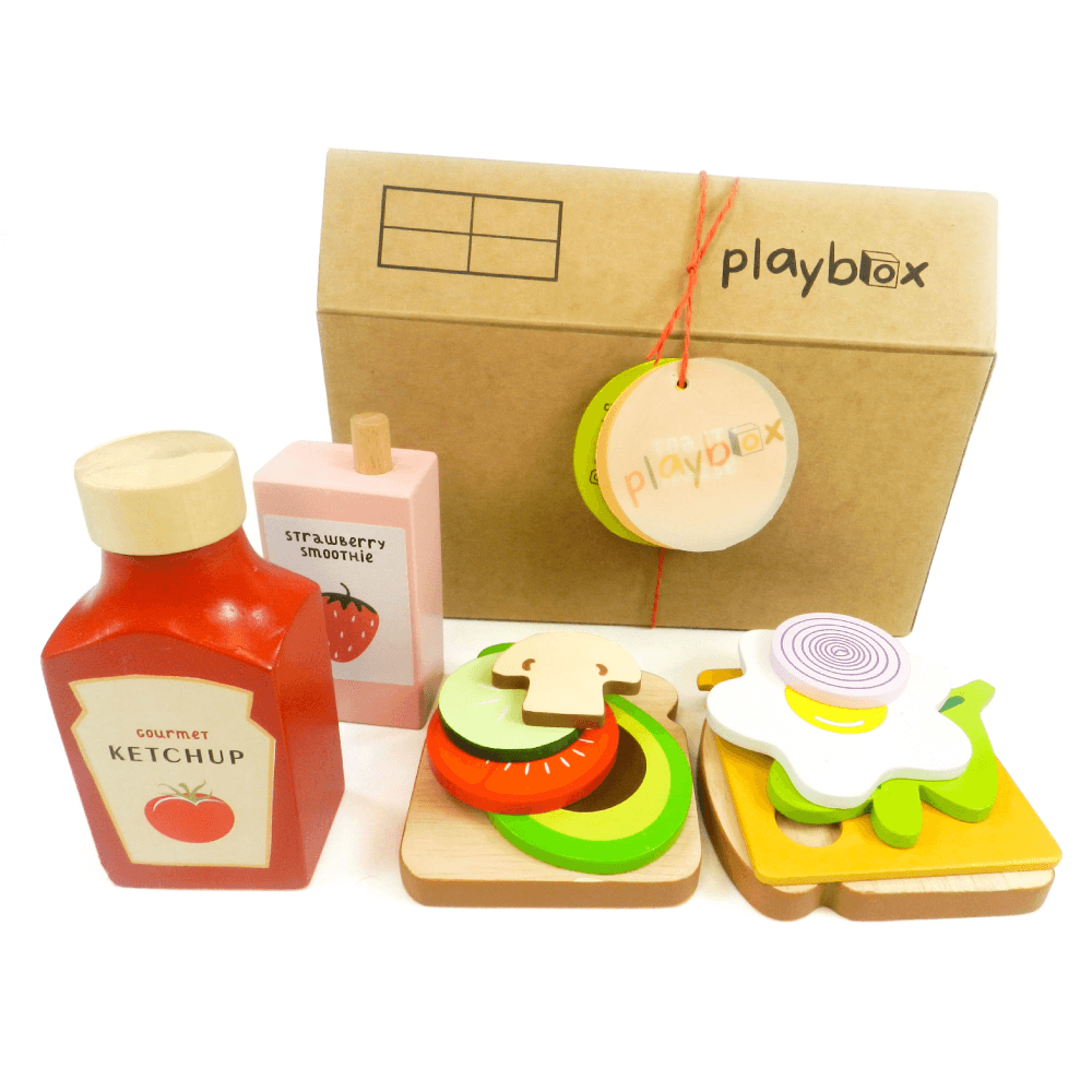 Playbox Toasty House Wooden Play Food - 13 Pcs