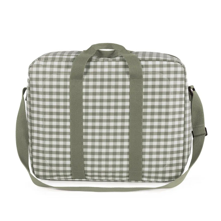 Walking Mum Maternity Hospital Bag with Large Capacity, Water-Resistant Multi-Storage Organizer, Hand Handles &amp; Shoulder Straps, Personalized Charm, Checkered Print - Stone