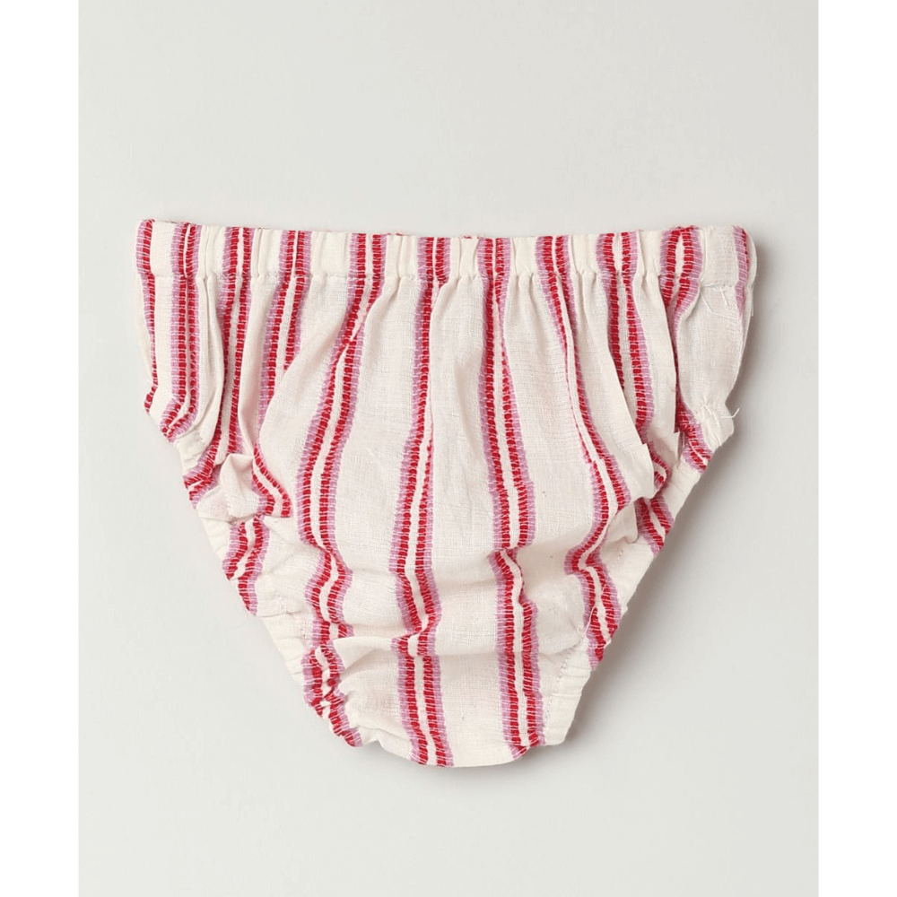 Sweetlime By AS Pink Striped Organic Cotton Dobby Dress &amp; Bloomer Co-ord Set