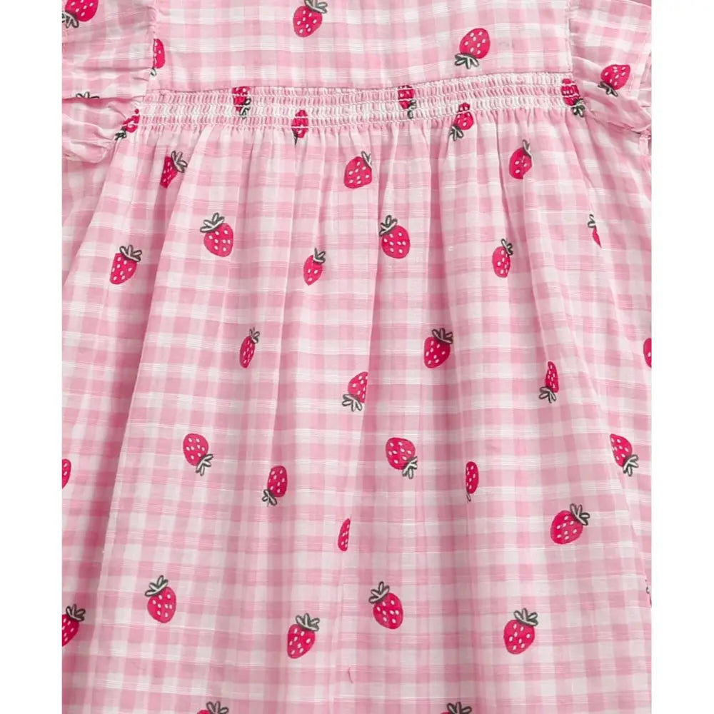 Sweetlime By As Organic Cotton Strawberry Picnic Baby Dress - Pink