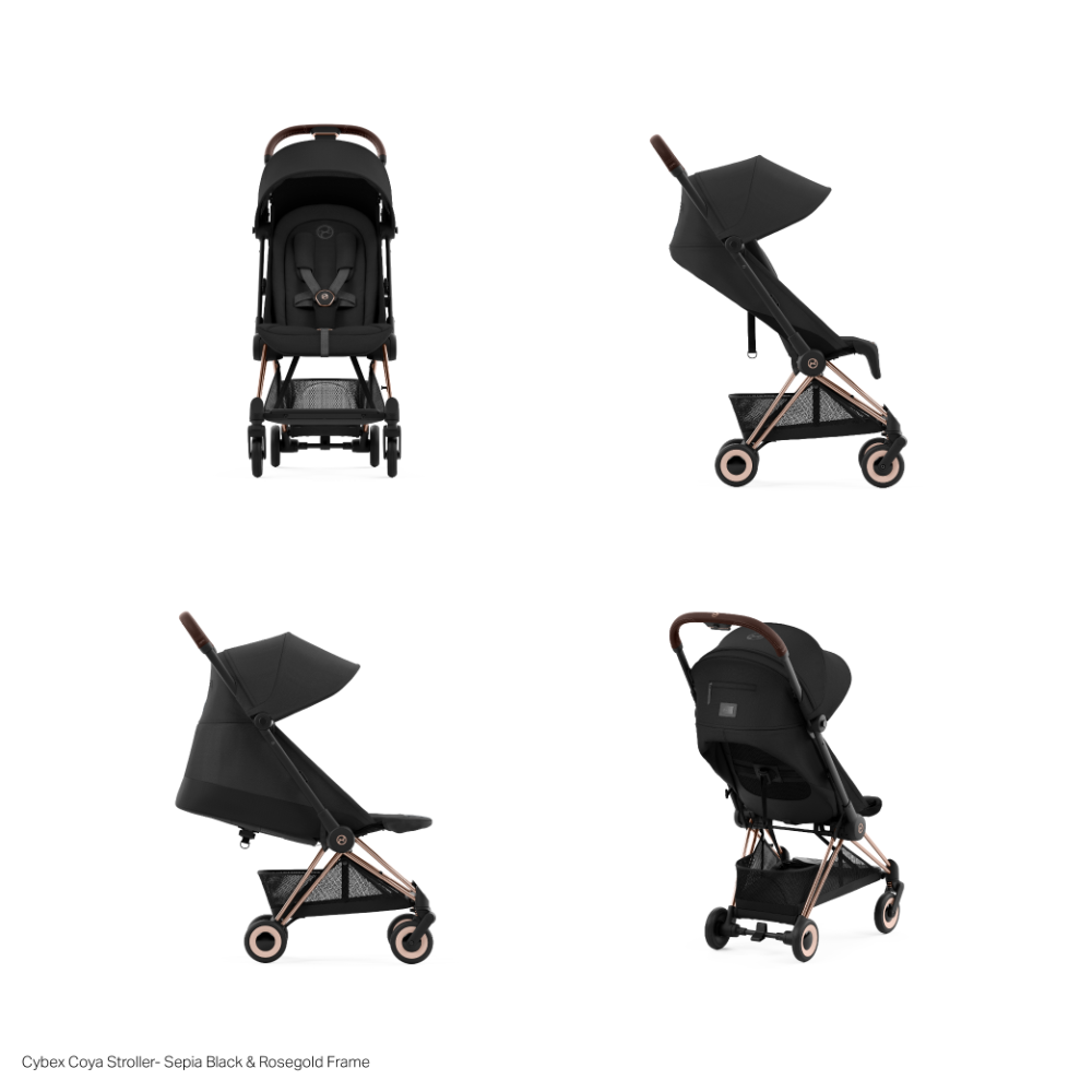 Cybex COYA Compact Travel Friendly Stroller - Sepia Black Rosegold Frame