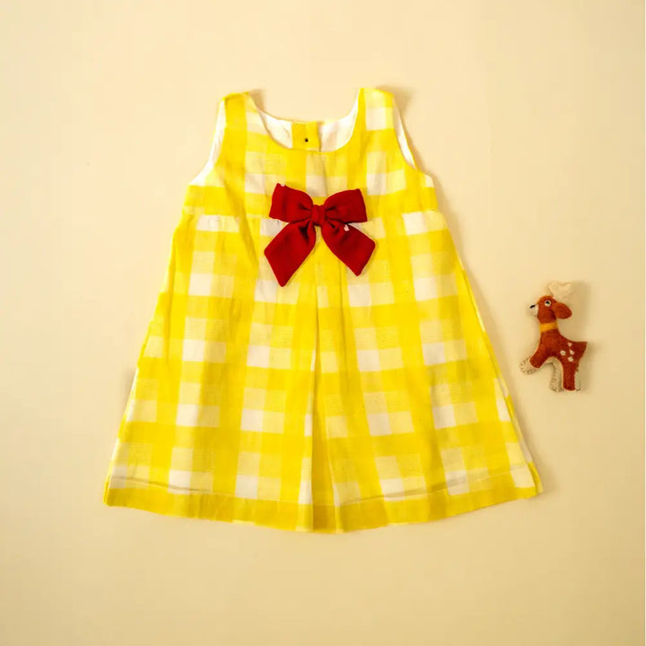 PureCloth.Co Baby Girl Gift Hamper | Yellow Check Rakhi Gift Hamper For Sister - Yellow