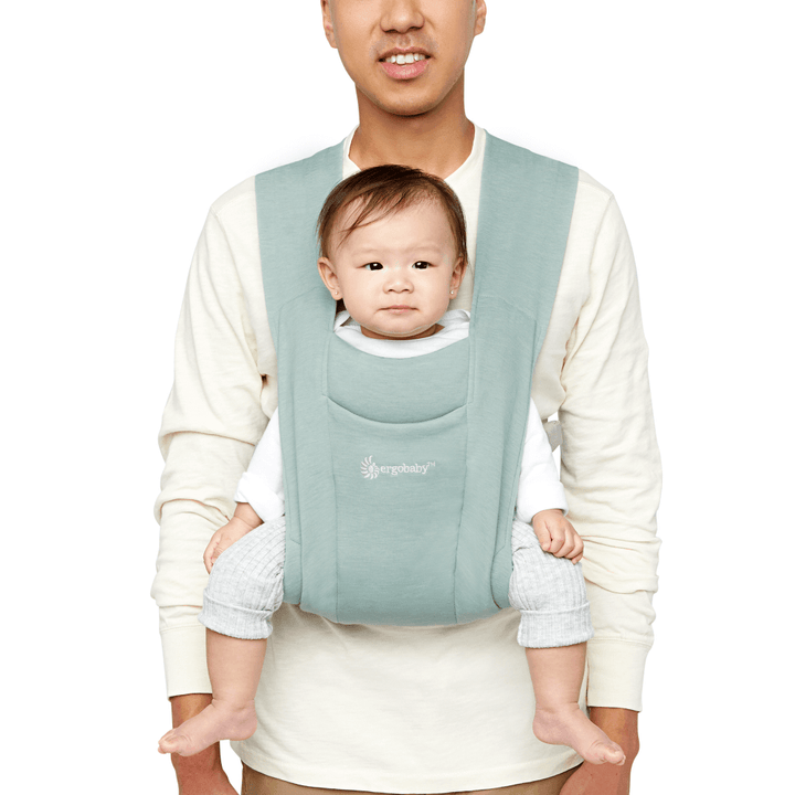 Ergobaby Embrace Newborn Baby Carrier, Soft, Cosy &amp; Lightweight Newborn Ready Carrier, Ergonomic “M” Position, Padded Head &amp; Neck Support, Adjustable Waistbelt &amp; Cross Straps, 2 Carry Positions, Easy to Use, 3-11 Kgs, 0-12 Months, Jade