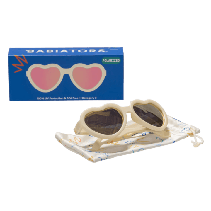 Babiators Polarized Heart Sunglasses: Sweet Cream | Rose Coloured Mirrored Lenses