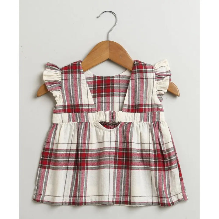 Sweetlime By AS Classic Plaid Ruffle Sleeve Top and Shorts Co-ord Set - White &amp; Red