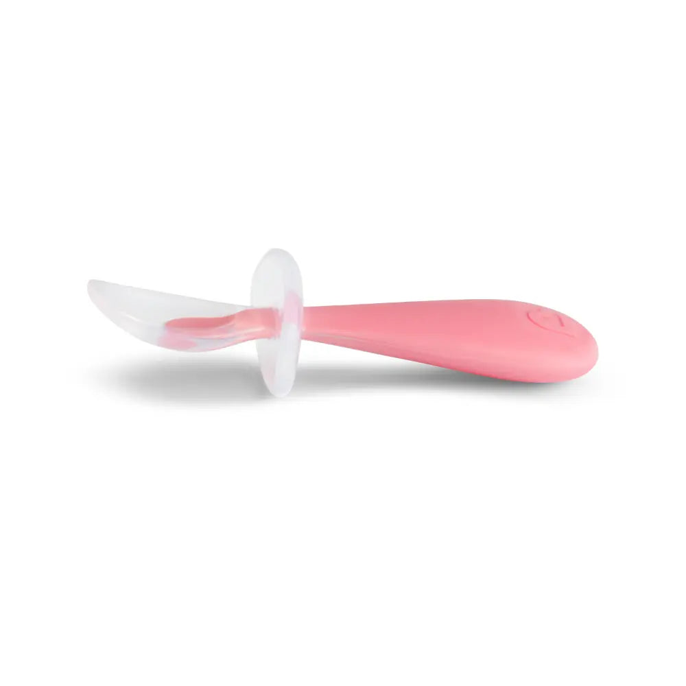 Munchkin Gentle Silicone Training Spoon Set – Anti-Choking Self-Feeding Spoons with Spoon Rest, BPA-Free, 6+ Months - Purple &amp; Pink
