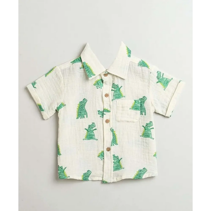 Sweetlime By As Alligator Print Cotton Co-ord Set - White