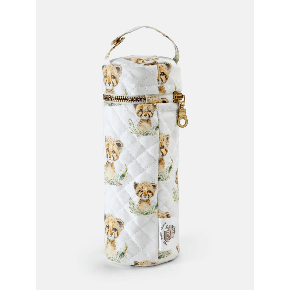 The Baby Trunk Leo Print Premium Cotton Bottle Cover (Small- 150Ml)