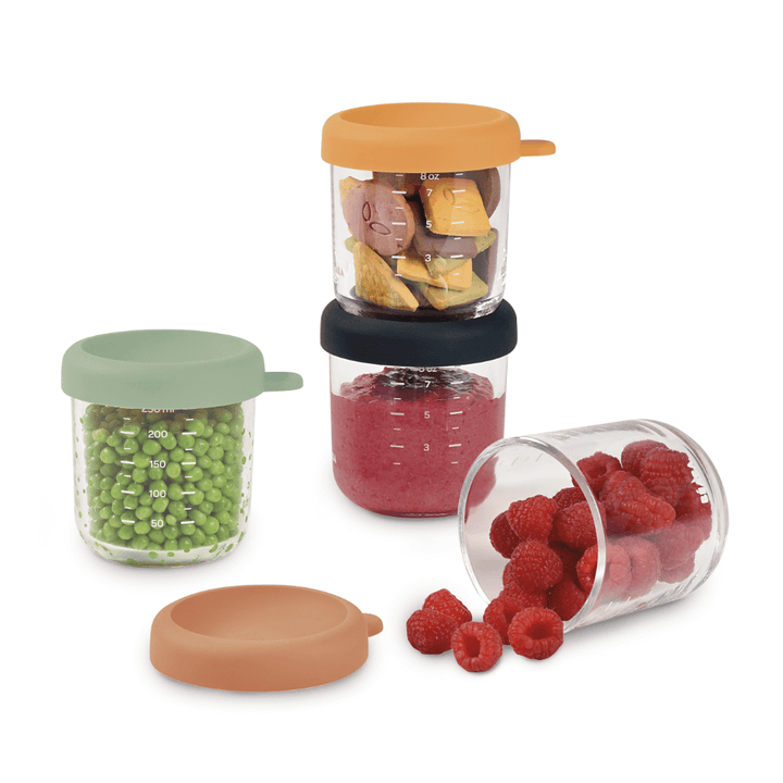 Beaba Glass Storage Jar, 250ml, Set of 4, Sunrise