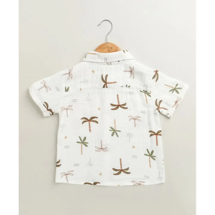 Sweetlime By AS Tropical Breeze Cotton Co-ord Set - White(Double Cloth)