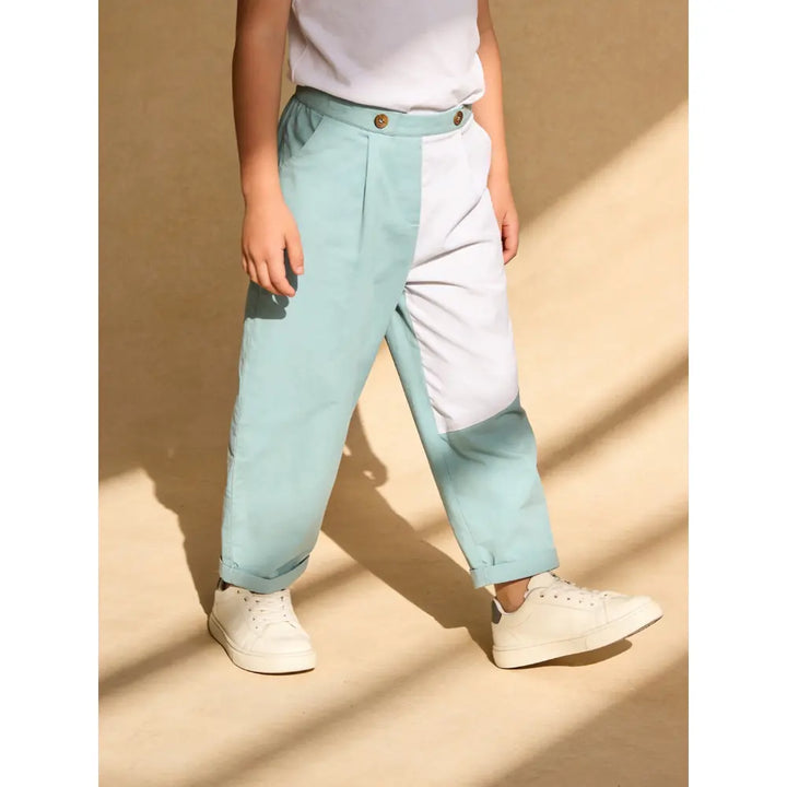 The Baby Trunk Unisex Comfy Patch Pants - Sea Blue and White