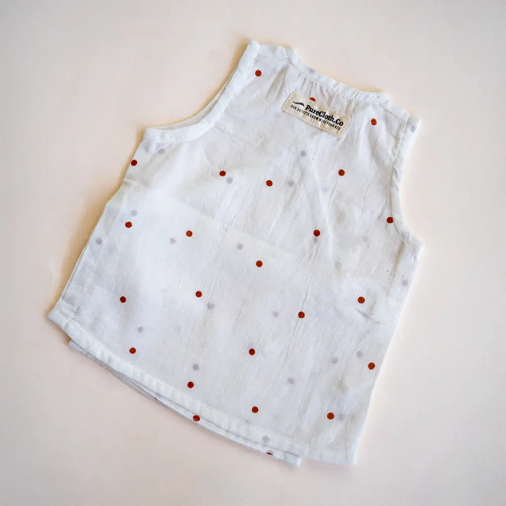 PureCloth.Co Polka Stripe Muslin Jablas for Babies - Off-White