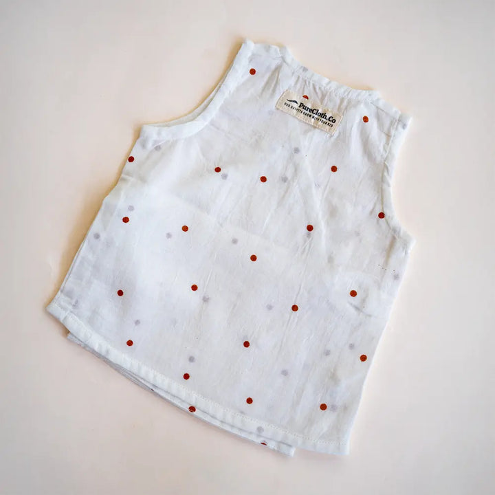 PureCloth.Co Polka Stripe Muslin Jablas for Babies - Off-White