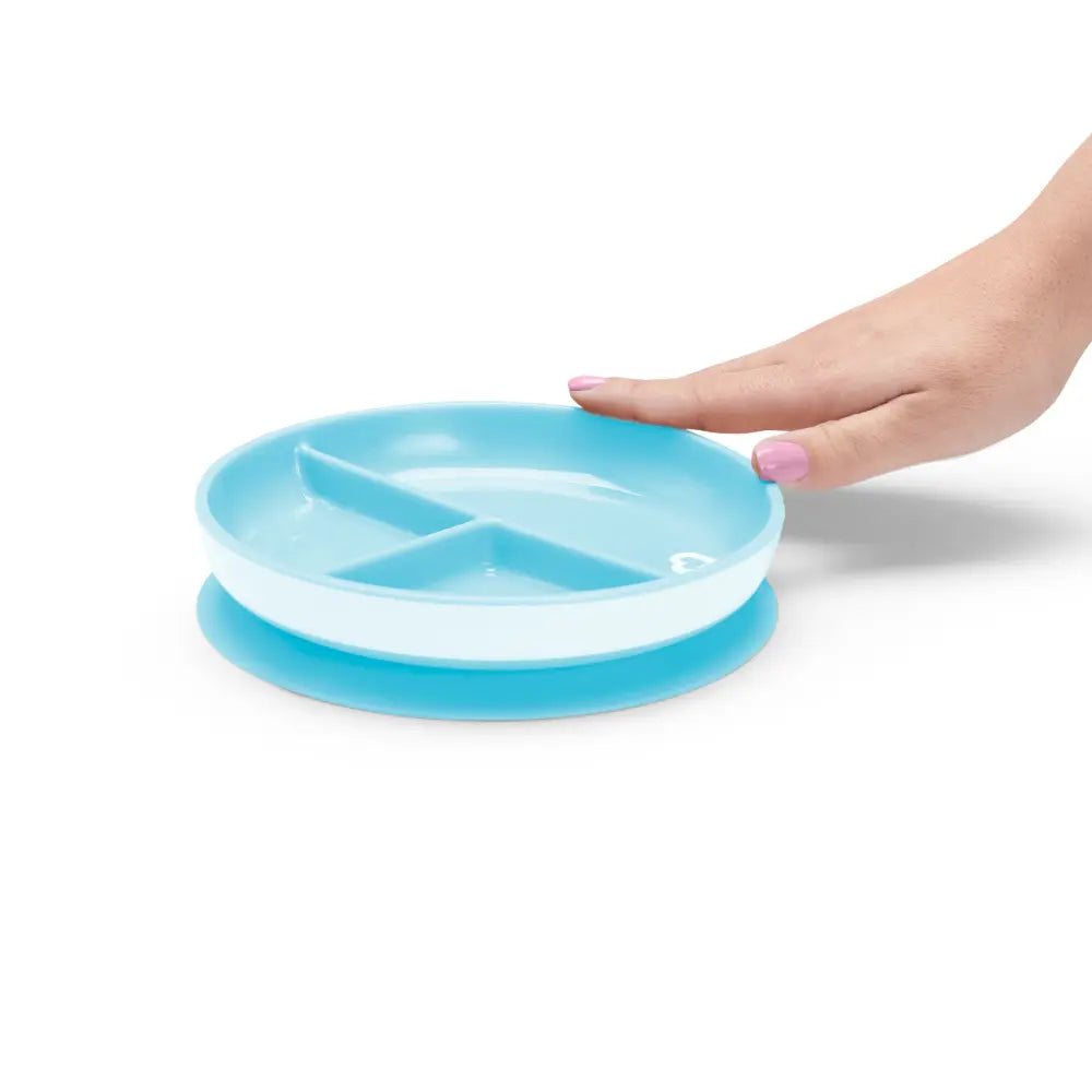 Munchkin Suction Plate for Babies &amp; Toddlers – Strong Suction Base with Deep Sides, BPA-Free, 6+ Months - Blue