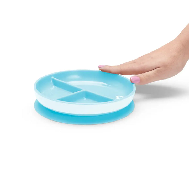 Munchkin Suction Plate for Babies &amp; Toddlers – Strong Suction Base with Deep Sides, BPA-Free, 6+ Months - Blue