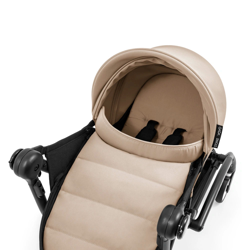 Stokke YOYO⁵ Newborn Pack | Fully Flat Newborn Seat | Newborn Stroller Attachment | 0–6 Months | Lightweight &amp; Compact | 5-Point Safety Harness | Ventilation Windows | Taupe