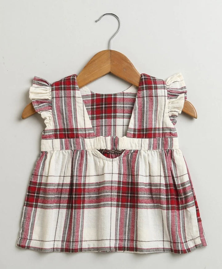 Sweetlime By AS Classic Plaid Ruffle Sleeve Top and Shorts Co-ord Set - White &amp; Red