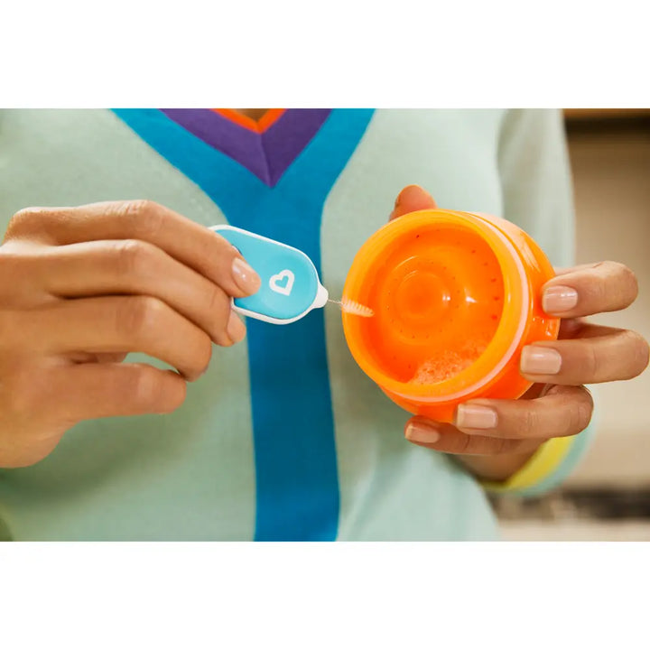Munchkin Details™ Bottle and Cup Cleaning Brush 4 Piece Set with Key Ring - All in One Cleaning Solution for Sippy Cups &amp; Bottles