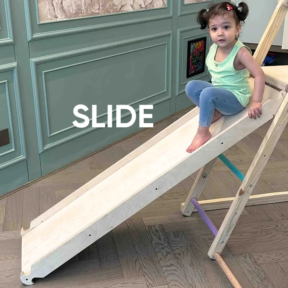 Curious Cub 4-in-1 Indoor Jungle Gym | Climbing Triangle with slide, swing, rock climbing and ladder | Toddler Gym | Ages 1-5 Yrs