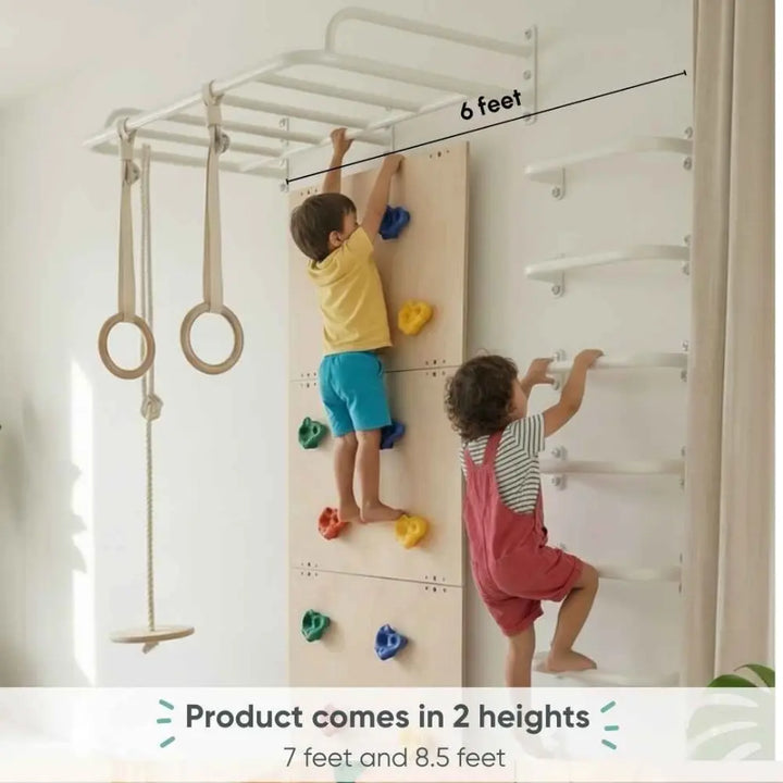 Curious Cub Ultimate Jungle Gym 3 | 5 Components - Rock Climbing, Monkey Bar, U Handles, Gymnastic Rings, Disk Swing | Ages 4-15 Years