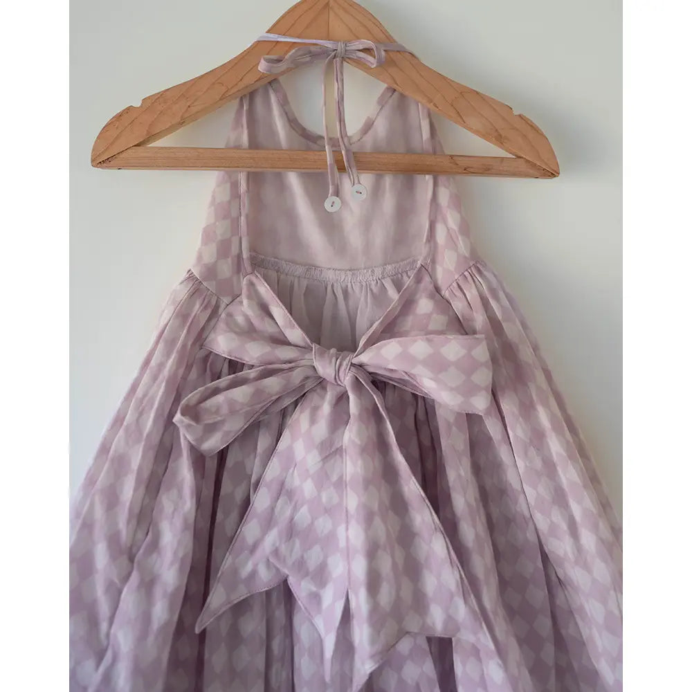 Love The World Today Bloom Dress In Lilac Rhombus For Girls