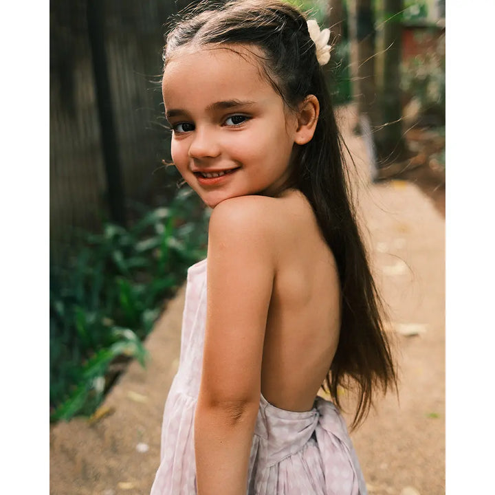 Love The World Today Bloom Dress In Lilac Rhombus For Girls