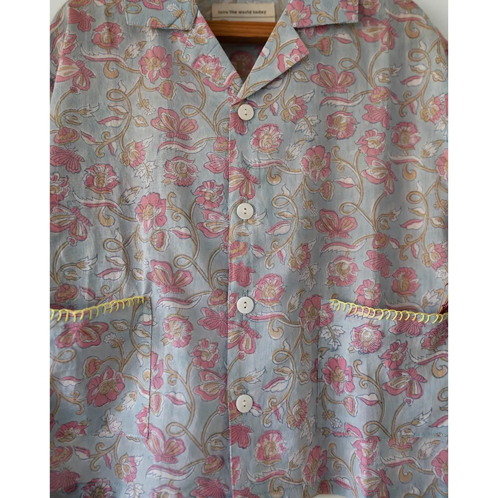 Love The World Today Cloud Drift Shirt For Boys In Sky Blue Butterfly