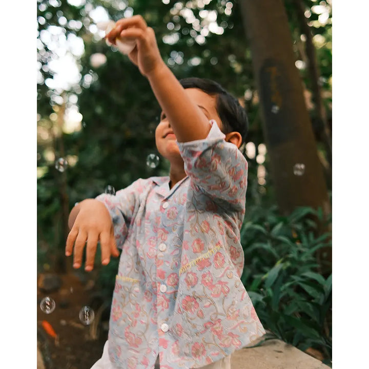 Love The World Today Cloud Drift Shirt For Boys In Sky Blue Butterfly