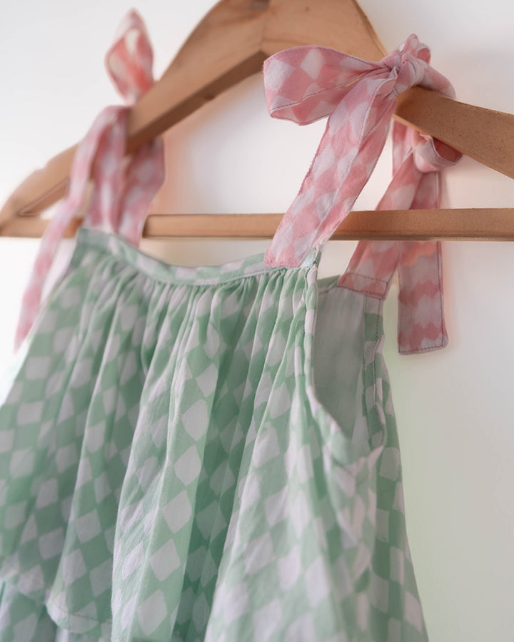 Love The World Today Wander Co-Ord Set In Sage Green Rhombus For Girls