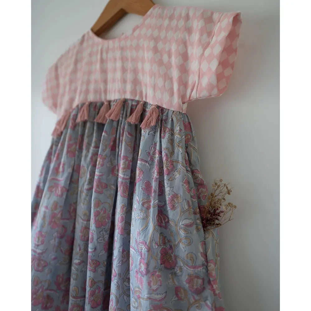 Love The World Today Tassel Dress For Girls In Sky Blue Butterfly