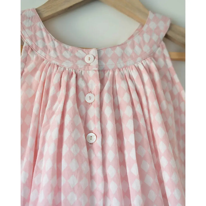 Love The World Today Pocketful Of Sunsets Dress For Girls In Rhombus Block Print