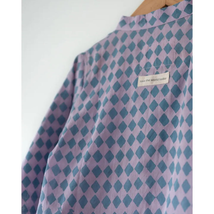 Love The World Today Unisex Saaz Purple Rhombus Infant Angrakha Kurta
