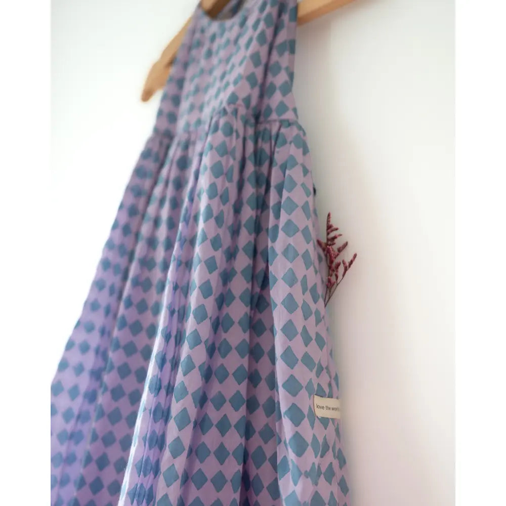 Love The World Today Saaz Purple Geometric Print Halter Maxi Dress For Girls